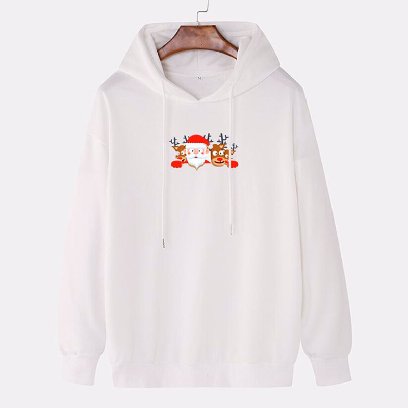 Factory Wholesale Men Santa Claus Print Hooded Sweatshirts Pullover Christmas Hoodies