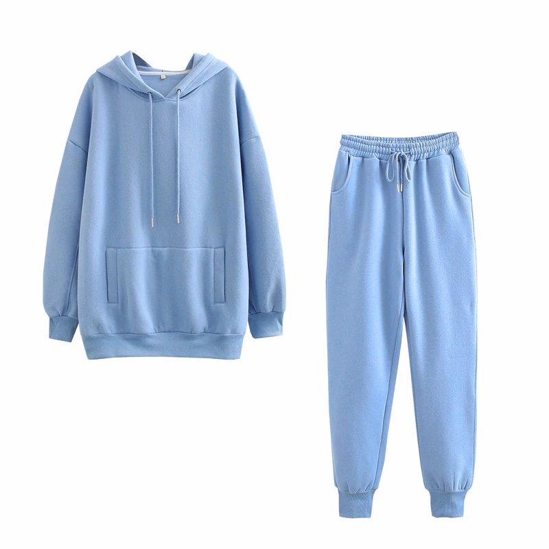 Custom Sport Suits for Women Casual Hooded Sweatshirts Pullover 2020 Winter Two Piece Set Female Loose Outfits Women Tracksuit