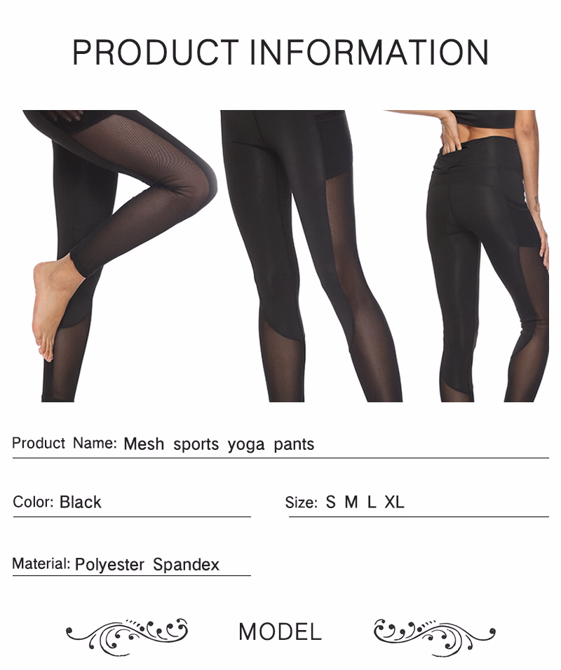 Sexy Girls Mesh Fitness Workout Women Yoga Leggings with Pocket