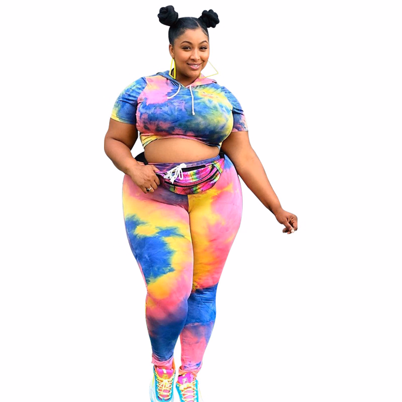 New Product Autumn Fall and Winter Women's Clothing Hooded Sweatshirt Pants Women Tie-Dye Two-Piece Jogger Set